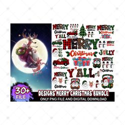 30 Designs Merry Christmas Png Bundle, Santa Claus Png, Christmas Png, Xmas Png, Winter Png, Santa Png