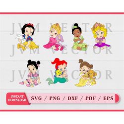 Baby Princess Vector SVG Bundle, clipart, eps, png, dxf, pdf, Layered digital file