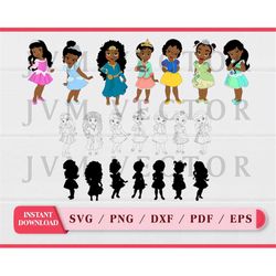 Baby Princess Vector SVG Bundle, clipart, eps, png, dxf, pdf, Layered digital file