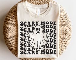 Ghost shirt, Scary mode shirt, Spooky season shirt, Cute ghost outline shirt, Scary ghost shirt png, Retro Halloween shi