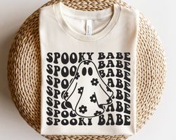 Ghost with flowers shirt, Spooky babe shirt, Boo shirt, Floral ghost clipart, Spooky vibes shirt, Retro Halloween shirt