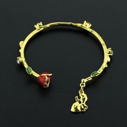 Disney Beauty And The Beast Bracelet Rose Flower Creative Metal Gold Color Fashion Bangle Charm Jewelry
