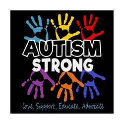 Autism Strong Svg, Autism Support, 2nd April Svg, Autism Awareness Support, Educate, Advocate, Autism Heart Puzzle Svg,