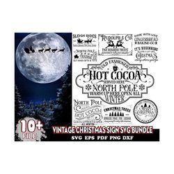 10 Designs Vintage Christmas Sign Svg Bundle, Christmas Svg, Xmas Svg, Merry Christmas Svg, Retro Christmas Svg