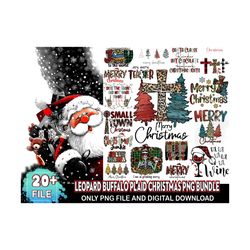 20 Files Leopard Buffalo Plaid Christmas Png Bundle, Christmas Png, Xmas Png, Merry Christmas Png, Winter Png, Santa Png