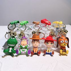 Disney Anime Toy Story Keychains Buzz Lightyear Woody Doll Pendant Keyrings Backpack Accessories Car Key Holder