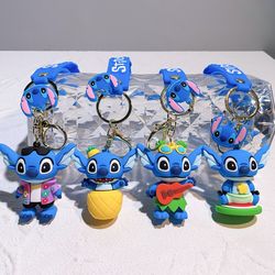 Wholesale Disney Stitch Keychains Cartoon Lilo and Stitch Car Key Handbag Anime Keyring Keychains Christmas