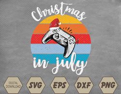 Vintage Christmas In July With a Santa Hat Controller Gaming Svg, Eps, Png, Dxf, Digital Download