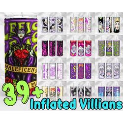 Inflated Villians, Designs Halloween Inflated for 20oz Skinny Tumbler Wrap, Witches Sisters PNG Sublimation, Villains 3D