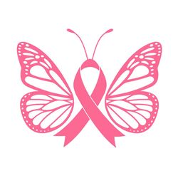 Pink Ribbon Butterfly Svg, Breast Cancer Awareness, Fight Cancer