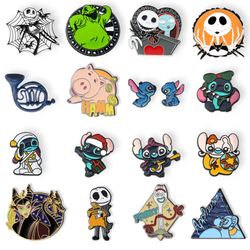 Disney Lilo and Stitch Cartoon Brooches Jack Skellington Enamel Pins for Backpack Anime Badges Fashion Jewelry