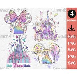 Watercolor DisNey Castle Png, Castle Magic World Vacation Png, Castle MicKey Head Png, Magic Kingdom Png, DisNey World