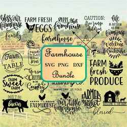 20 SVG/PNG Instant Digital Download Farmhouse Bundle, For Cricut or Silhouette, Farm SVG