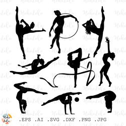 Gymnast Svg, Gymnast  Silhouette, Gymnast Cricut, Stencil Templates Dxf, Gymnast Clipart Png
