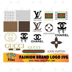 17 Fashion Brand Bundle Svg, Gucci Svg, Gucci Logo Svg, Gucci Pattern