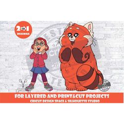Meilin Lee And Red Panda SVG Turning Red SVG Design Files For Cricut Silhouette Cut Files Layered And PrintAndCut Turnin