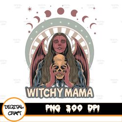 Witchy Mama Png Sublimation Design, Halloween Sublimation, Fall, Autumn, October, Retro, Vintage, Grunge, Png