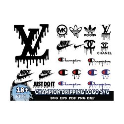 Bundle Brand Logos, LV Logo, Chanel Logo, Champion Dripping Logo Svg