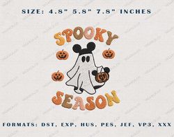 Spooky Season Embroidery Design, Happy Halloween Embroidery Design, Retro Cartoon Mouse Spooky Embroidery File, Autumn
