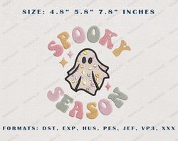 Hello Spooky Embroidery Design, Spooky Season Embroidery Design, Ghost Halloween Embroidery Machine Design, Retro Hallo