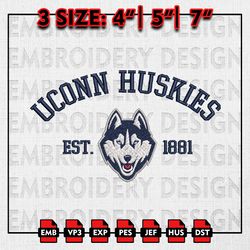 NCAA UConn Huskies Embroidery files, NCAA Embroidery Designs, UConn Huskies Machine Embroidery Pattern