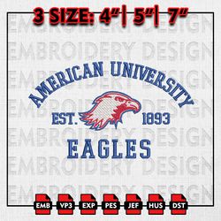 NCAA American University Eagles Embroidery files, NCAA Embroidery Designs, American UniversityMachine Embroidery Pattern