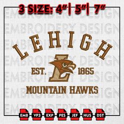 NCAA Lehigh Mountain Hawks Embroidery files, NCAA Embroidery Designs, Lehigh Mountain Hawks Machine Embroidery Pattern