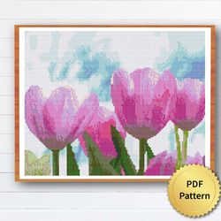 Tulip Flower Cross Stitch Pattern