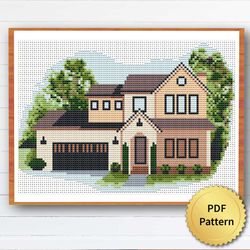 House Home Cross Stitch Pattern. Nature, Landscape, Minimalism, Boho Patterns for Beginners