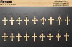 Christian Cross Earring Templates / Cross Earrings Bundle / Cricut, Silhouette, Glowforge Laser Cut File SVG DXF CDR 508