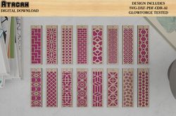 Laser Cut 16 Bookmarks / Glowforge Patterns Svg Dxf Cdr Ai Files 504