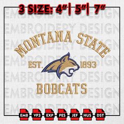 NCAA Montana State Bobcats Embroidery files, NCAA Embroidery Designs, Montana State Bobcats Machine Embroidery Pattern