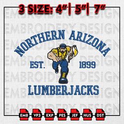 NCAA Northern Arizona Lumberjacks Embroidery files, NCAA Embroidery Designs, Northern Arizona Machine Embroidery Pattern