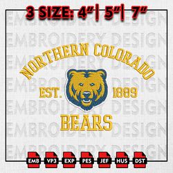 NCAA Northern Colorado Bears Embroidery files, NCAA Embroidery Designs, Northern Colorado Machine Embroidery Pattern