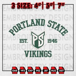 NCAA Portland State Vikings Embroidery files, NCAA Embroidery Designs, Portland State Vikings Machine Embroidery Pattern
