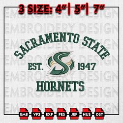 NCAA Sacramento State Hornets Embroidery files, NCAA Embroidery Designs, Sacramento State Machine Embroidery Pattern