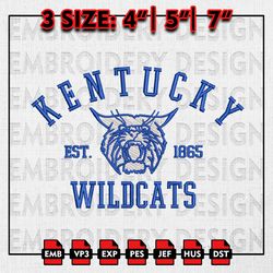 NCAA Kentucky Wildcats Embroidery files, NCAA Embroidery Designs, Kentucky Wildcats Machine Embroidery Pattern