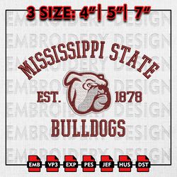ncaa mississippi state bulldogs embroidery files, ncaa embroidery designs, mississippi state machine embroidery pattern