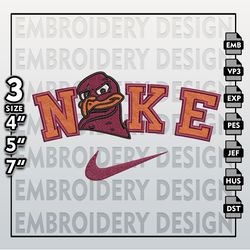 NCAA Embroidery Files, Nike Virginia Tech Hokies Embroidery Designs, Virginia Tech Hokies, Machine Embroidery Files