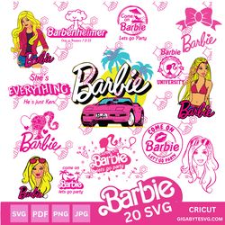 barbie svg cricut svg files , come on barbie let's go party svg , barbie doll svg, pink dolls svg, 20 layered svg files