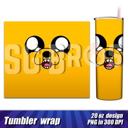 Adventure Time Tumbler, Jake tumbler full wrap, 20 oz tumbler template with Jake Adventure Time, Custom Tumbler art