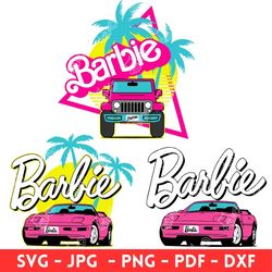 barbie Girl Pink Car SVG Birthday Party Svg, Girly Pink Svg, Retro Svg, Cricut, Silhouette Vector Cut File