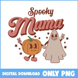 Spooky Mama Ghost Png, Ghost And Pumpkin Png, Skull Png, Ghost Png, Retro Halloween Png, Halloween Png, Cartoon Png