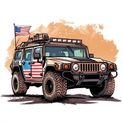 Humvee PNG sublimation design -Humvee wrap in usa flag instant digital downloads