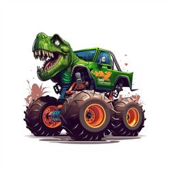 Monster truck t rex PNG sublimation design -monster truck t rex cool theme instant digital downloads