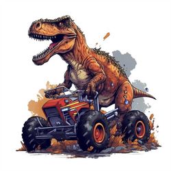 T rex PNG sublimation design -T rex ride at the back of monster truck instant digital downloads