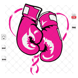 Pink Boxing Gloves, Breast Cancer Svg, Cancer Awareness, Can