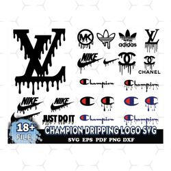 Bundle Brand Logos, LV Logo, Chanel Logo, Champion Dripping Logo Svg