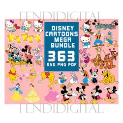 363 Mega Bundle Disney Cartoon Svg, Disney Svg, Cartoon Svg, Mickey Svg, Princess Disney Svg, Hello Kitty Svg, Disney Ca