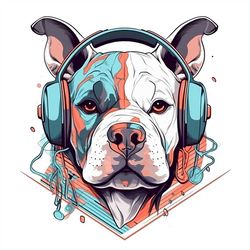 American bullyPNG sublimation design -American bully wearing headset instant digital downloads